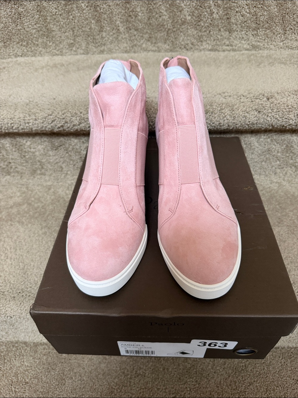 Paolo Pink Suede Ankle Booties with White Sole
